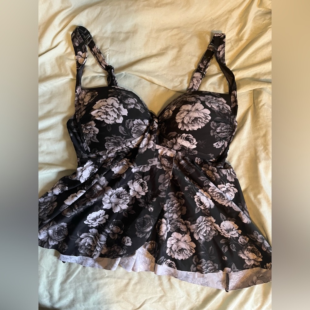Greyscale Floral bathing top